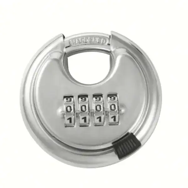 Close-up of a durable zinc alloy cycle padlock with combination dials, designed for bike security and anti-theft protection.
