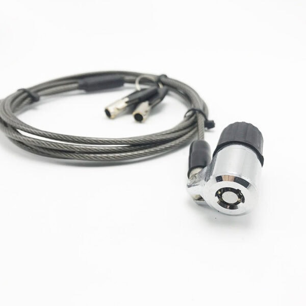 Flexible, stainless steel cable lock with secure combination lock for home security and valuables protection. Durable design suitable for indoor and outdoor use, ensuring safety.