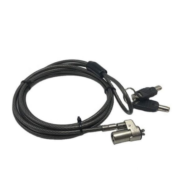 Black security cable with lock and connectors for electronic devices, anti-theft security cable, cable lock for laptops and electronics, deepblue security accessories, durable security cable security loop.