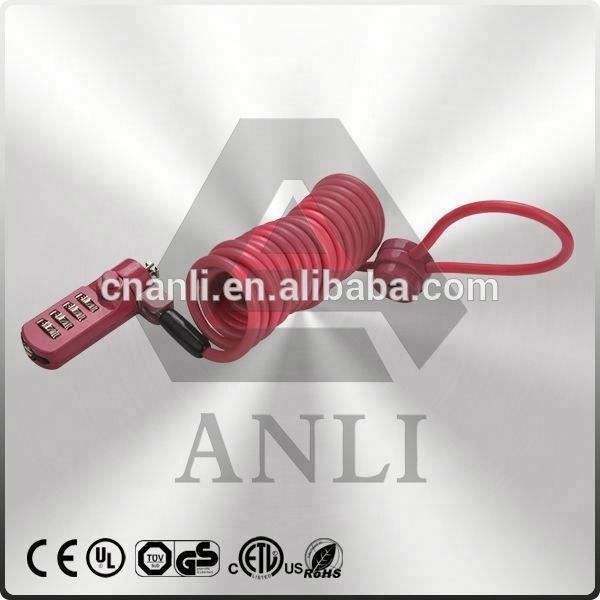 Pink security lock with combination dials and coiled cable for theft prevention and securing valuables.