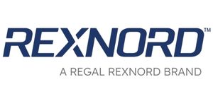 Rexnord logo featuring a sleek, modern design with the tagline "A Regal Rexnord Brand" for industrial and mechanical solutions.