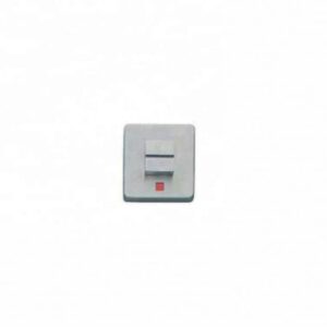 Switch on white wall plate with a red indicator light for electrical control and home automation systems.