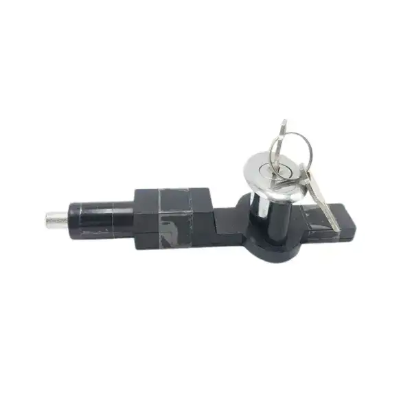 Locking mechanism for refrigerator doors with key lock system.