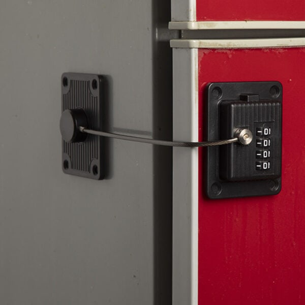 High-security ANLI LOCK with combination padlock for cabinet security, featuring a robust steel cable and durable lock mechanism. Perfect for safeguarding valuables in industrial or residential settings.