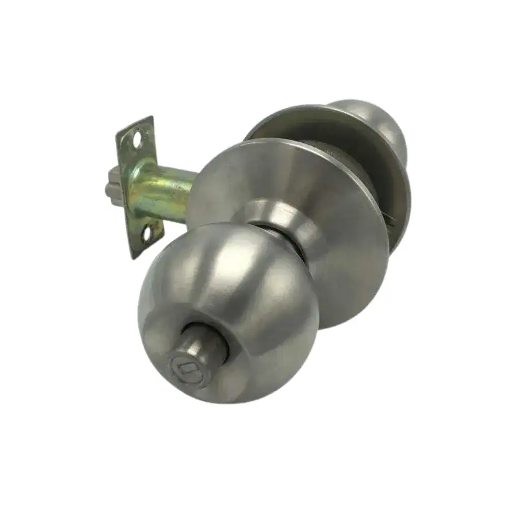 Secure privacy door knob with durable metal construction, ideal for interior doors requiring privacy locking. Easy to install and suitable for residential and commercial use.