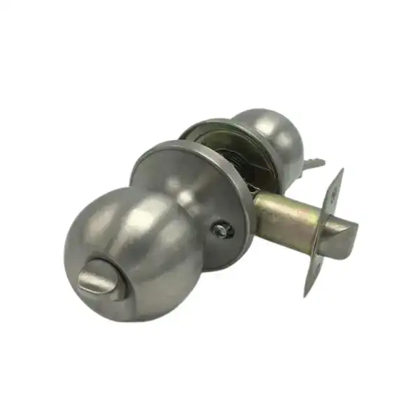 Door lock with privacy feature, ideal for interior doors, providing secure locking and easy unlocking from inside. Made of durable metal, suitable for residential and commercial use.