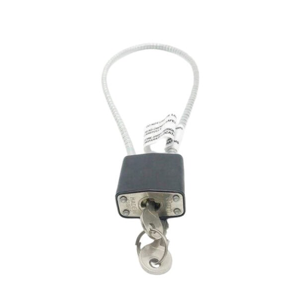 Secure cable padlock with key for versatile locking solutions.