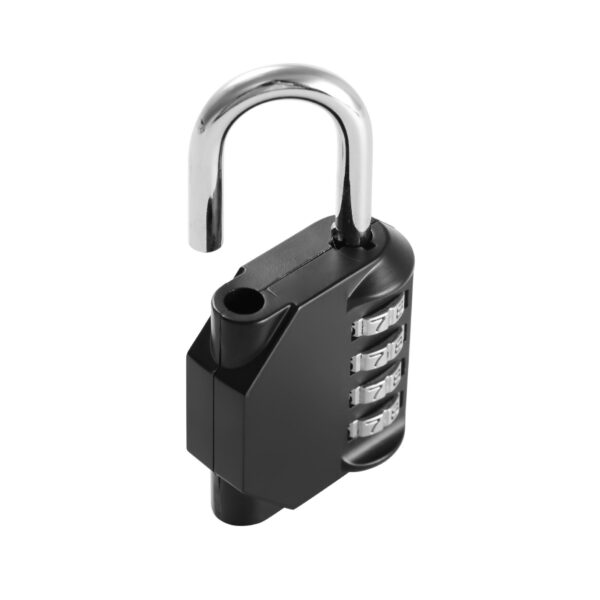 Security 4-digit zinc alloy combination padlock designed for gym lockers and storage units. Durable, reliable, and easy to set with a resettable combination for enhanced security.