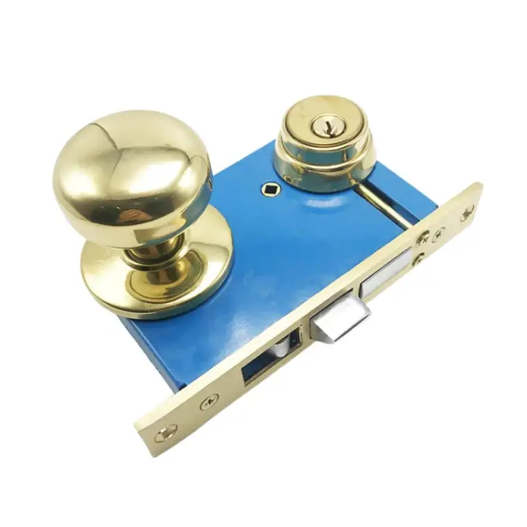 High-security ANLI LOCK featuring a brass knob and cylinder lock for enhanced safety and durability. Ideal for residential and commercial doors, providing reliable security solutions.
