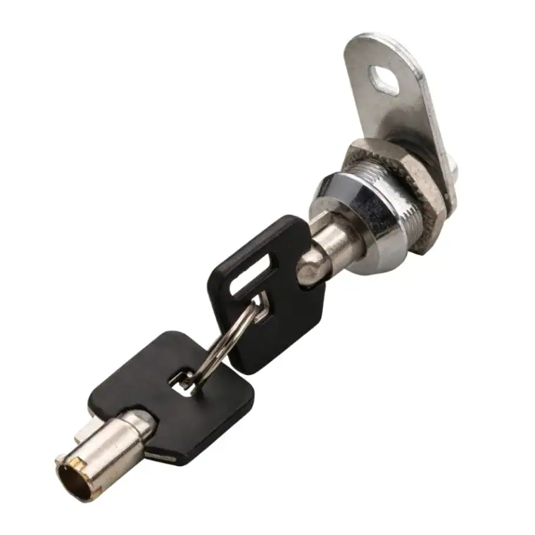 High-security lock cylinder with key, designed for doors, safes, and cabinets. Durable metal construction ensures reliable performance and resistance to tampering. Ideal for commercial and residential.