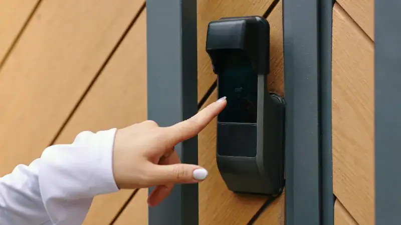 Modern ANLI LOCK smart lock installed on a passive door, featuring keyless entry technology for enhanced security and convenience.
