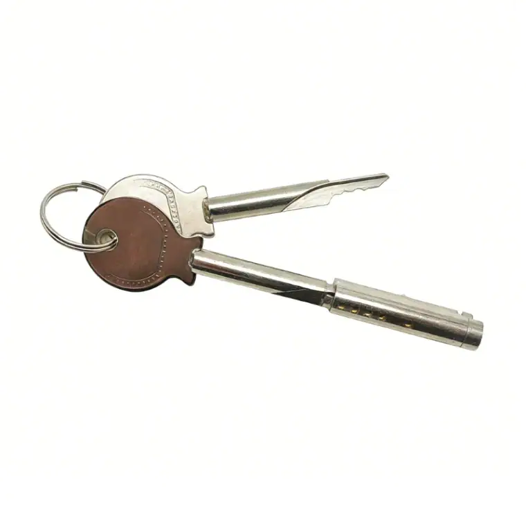 Lock and key with integrated flashlight for secure access and easy use in low-light conditions.