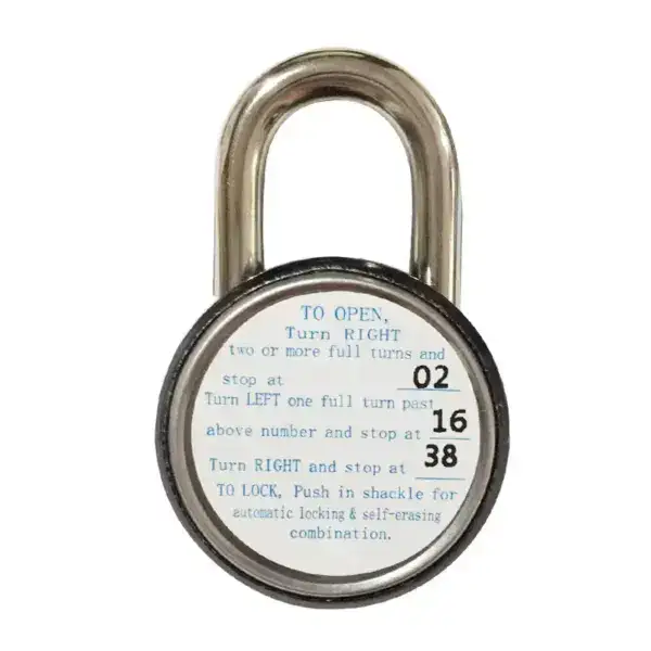 Combination dial lock for gym and school lockers, featuring clear instructions for setting and opening the lock, ideal for secure locker management.