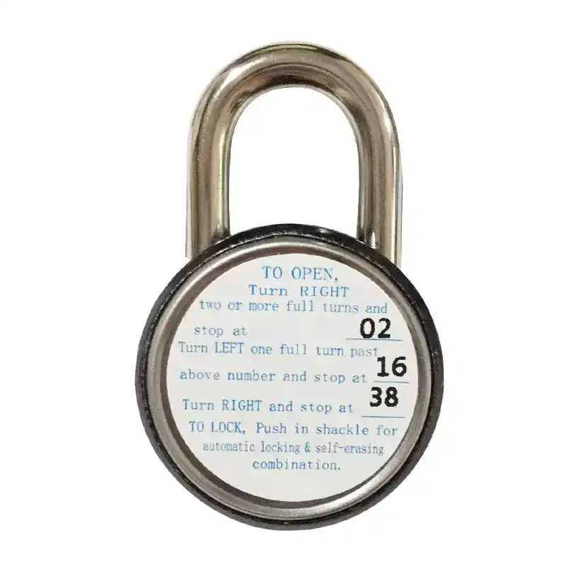 Combination dial lock for gym and school lockers, featuring clear instructions for setting and opening the lock, ideal for secure locker management.