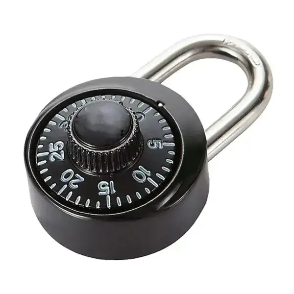 Secure your gym or school locker with this durable dial combination lock, featuring a sturdy metal shackle and easy-to-use numeric dial for reliable security.