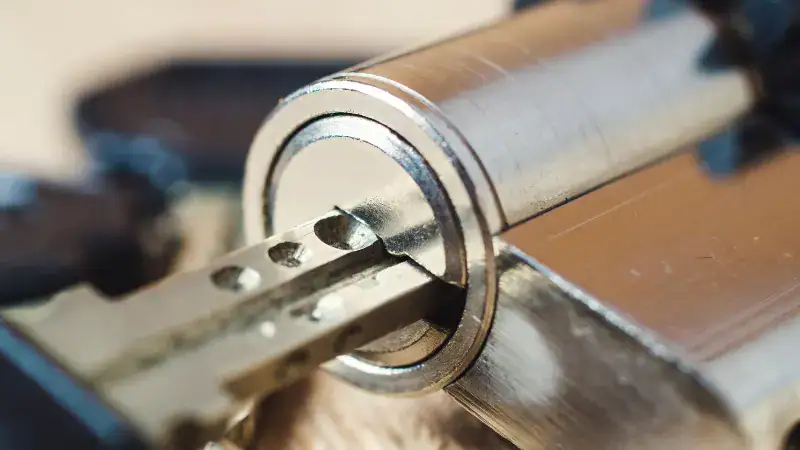 Close-up of a high-precision ANLI lock cylinder showcasing advanced security features and durable metal construction, ideal for secure locking solutions.