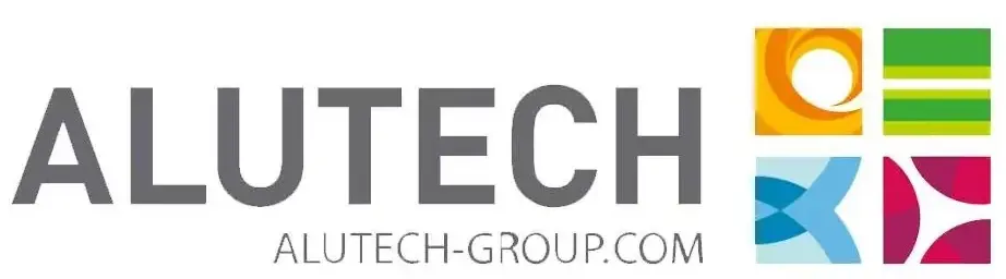 ALUTECH lock logo featuring colorful geometric shapes and the company name in bold letters, representing security and innovation.